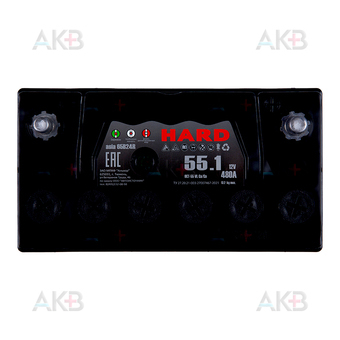 Автомобильный аккумулятор HARD ASIA 65B24R 55 Ач 480A п.п. (238x129x227) ca/ca Silver. Фото 1