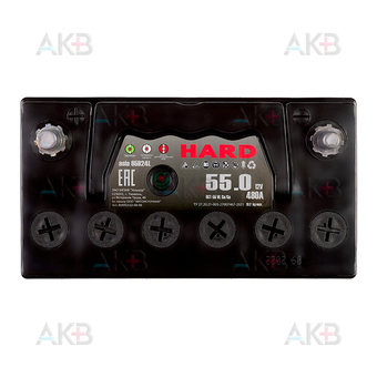 Автомобильный аккумулятор HARD ASIA 65B24L 55 Ач 480A о.п. (238x129x227) ca/ca Silver. Фото 1