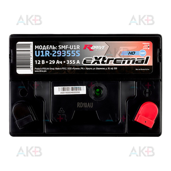 Мото аккумулятор Rdrive U1R 12V 29Ah 355A обр. (196x132x185) eXtremal HD. Фото 1