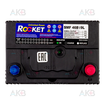 Автомобильный аккумулятор Rocket 46B19L 42Ah 370A (187x127x227) обр. пол.. Фото 1