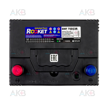 Автомобильный аккумулятор Rocket 75D23R 65Ah 590A (232x175x225) прям. пол.. Фото 1