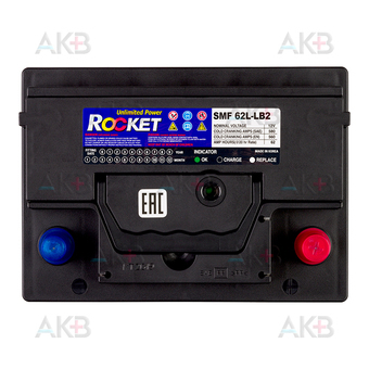 Автомобильный аккумулятор Rocket 62Ah 580A обр. пол. (242x175x175) SMF 62L-LB2 низкий. Фото 1