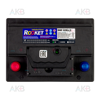 Автомобильный аккумулятор Rocket 65Ah 680A прям. пол. (242x175x190) SMF 65R-L2. Фото 1