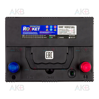 Автомобильный аккумулятор Rocket 90D23AL 62Ah 700A обр. пол. (230x173x205) низкий. Фото 1