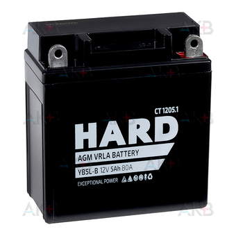 HARD AGM 5 Ah 80А обр. пол. (120x60x130) CT 1205.1 YB5L-B
