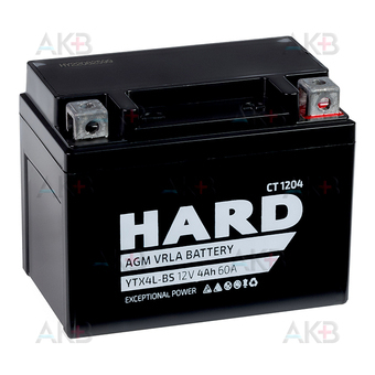 HARD AGM 4 Ah 60А обр. пол. (114x71x86) СТ 1204 YTX4L-BS