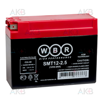 WBR SMT12-2.5 AGM 2.5Ah 40А (114x39x86) YT4B-BS