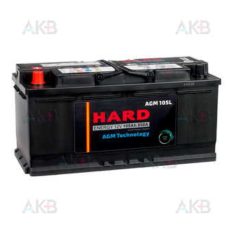 HARD AGM105L 105Ah 950A (393x175x190) ПРЯМАЯ полярность