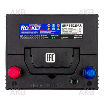 Автомобильный аккумулятор Rocket 55D20AR 50Ah 560А (206x172x205) прям. пол.. Фото 1