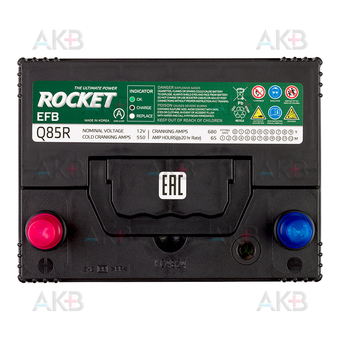 Автомобильный аккумулятор Rocket EFB Q85R 65Ah 680A прям. пол. (232x175x225). Фото 1