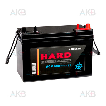 Автомобильный аккумулятор HARD MARINE M31 AGM 110Ah 1000A (331x172x243). Фото 1