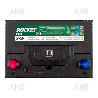 Автомобильный аккумулятор Rocket EFB S95R 70Ah 810A прям. пол. (260x175x225). Фото 1