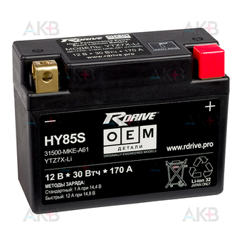 Rdrive OEM Детали YTZ7X-Li 12V 2.3Ah 30 Втч 170А обр. пол. (114x49x86) LiFePO4 31500-MKE-A61 HONDA