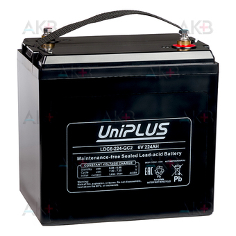 Тяговый аккумулятор UniPLUS LDC6-224-GC2 6V 224 Ач (261x182x290) Deep Cycle AGM