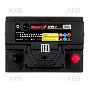 Автомобильный аккумулятор Solite EFB 60Ah 560A (242х175х190) о/п. Фото 1