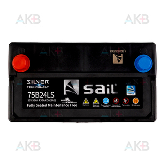 Автомобильный аккумулятор SAIL 75B24LS 50 Ач 430A обр. пол. (238x129x225). Фото 2
