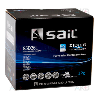 Автомобильный аккумулятор SAIL 85D26L 70 Ач 600A обр. пол. (260x173x225). Фото 1
