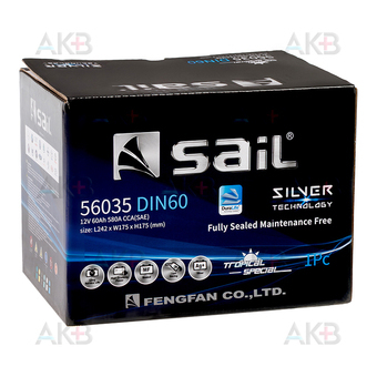 Автомобильный аккумулятор SAIL 60 Ач 580A обр. пол. (242x175x175) 56035. Фото 1