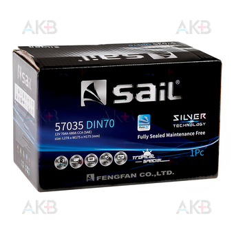 Автомобильный аккумулятор SAIL 70 Ач 680A обр. пол. (278x175x175) 57035. Фото 1