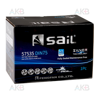 Автомобильный аккумулятор SAIL 75 Ач 700A обр. пол. (278x175x190) 57535. Фото 1