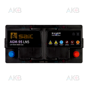 Автомобильный аккумулятор SAIL AGM 95 Ач 900A обр. пол. (353x175x190) Start Stop. Фото 1