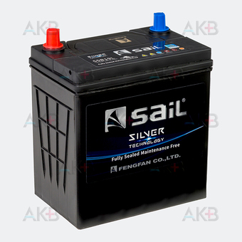 Автомобильный аккумулятор SAIL 55В19L 40 Ач 330A обр. пол. (187x127x225) узкие. клеммы. Фото 2