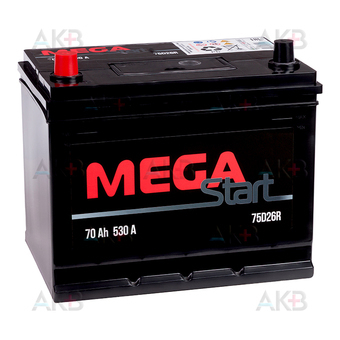 MEGA START 75D26R 70Ah 530A прям. пол. (261x175x225)