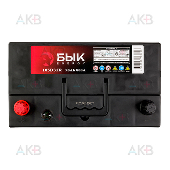 Автомобильный аккумулятор БЫК Energy 105D31R 90Ah 800A прям. пол. (300x176x225) бортик. Фото 1