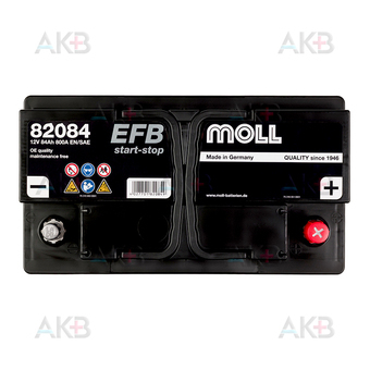 Автомобильный аккумулятор Moll EFB Start-Stop 84 Ач 800A обр. (315x175x190) 82084. Фото 1