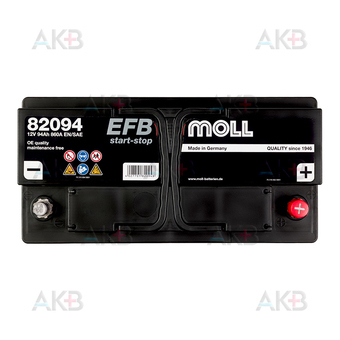 Автомобильный аккумулятор Moll EFB Start-Stop 94 Ач 860A обр. (353x175x190) 82094. Фото 1