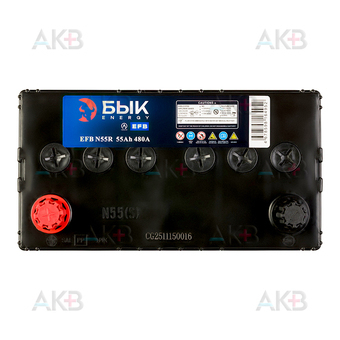 Автомобильный аккумулятор БЫК Energy EFB N55R  55 Ач 480A прям. пол. (238x129x227). Фото 1