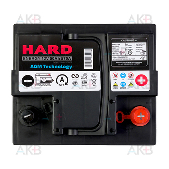 Автомобильный аккумулятор HARD AGM 50Ah 570A (207x175x190) Start Stop. Фото 1